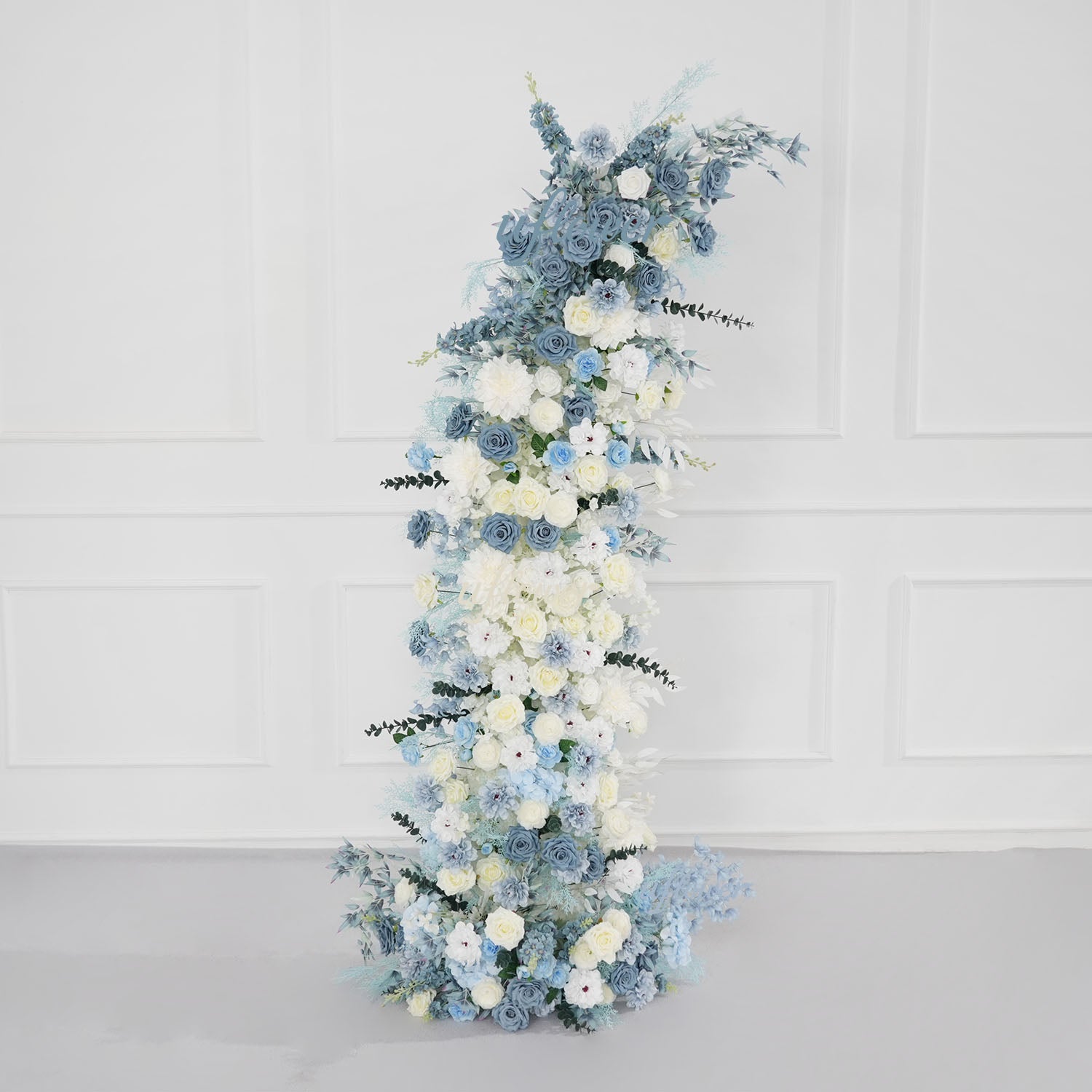 Uflower Blue White Floral Horn Arch Wedding Party Backdrop Decor